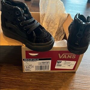 Vans Kids Velvet Black High-Top Shoes